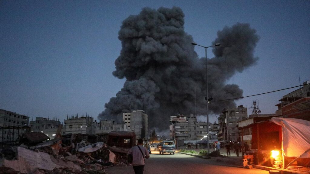 Medics says three missiles hit the Dar al-Arqam school building in a neighbourhood of Gaza City.
