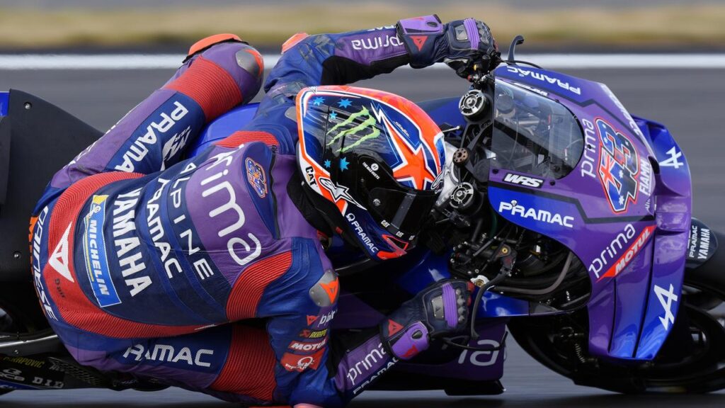 Australian Jack Miller guides his Prima Pramac Yamaha around Silverstone, where he finished seventh.