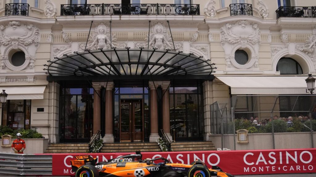 Oscar Piastri steers his car before hitting trouble during practice for Sunday’s Monaco Grand Prix.