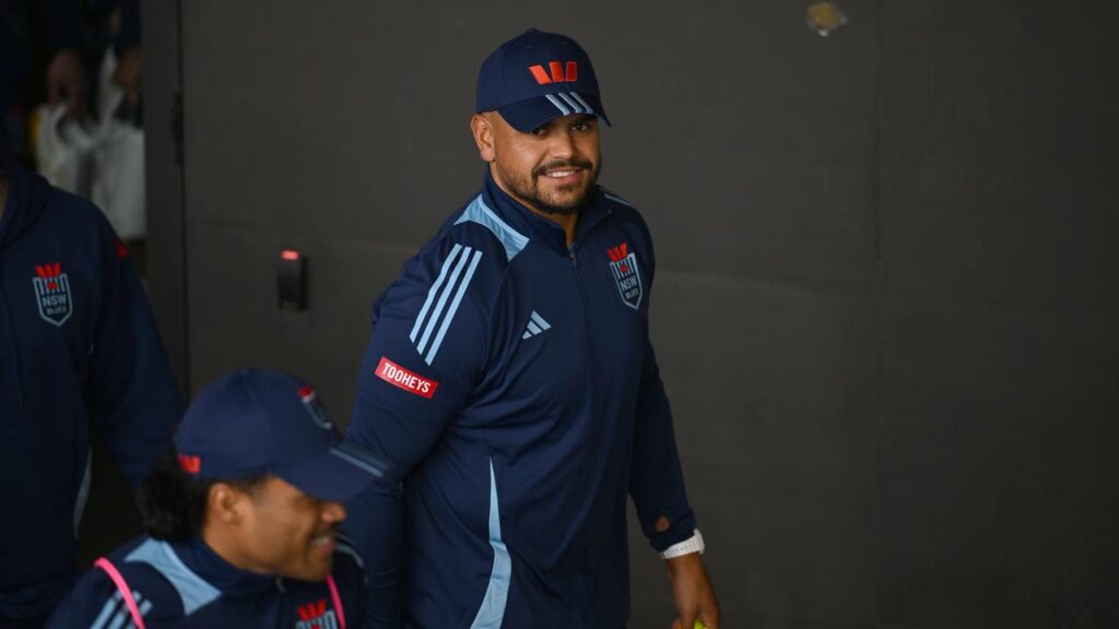 A smile was all Latrell Mitchell had for the press at Monday’s NSW media session.