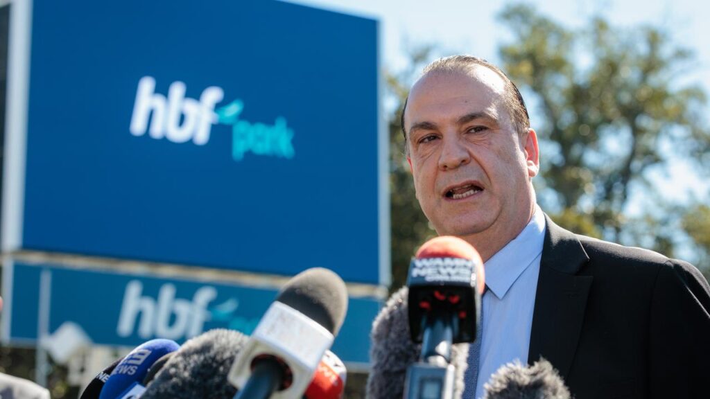 ARLC chairman Peter V’landys was in ebullient mode at the Perth Bears deal announcement in WA.