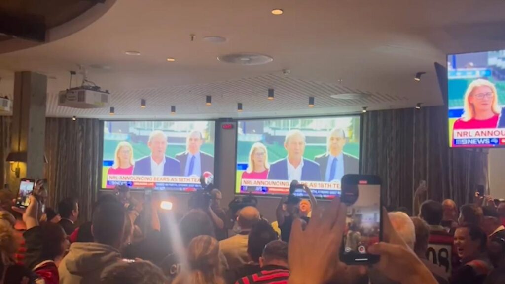 North Sydney fans flocked to a ‘watch party’ to celebrate the team’s resurrection in Perth.