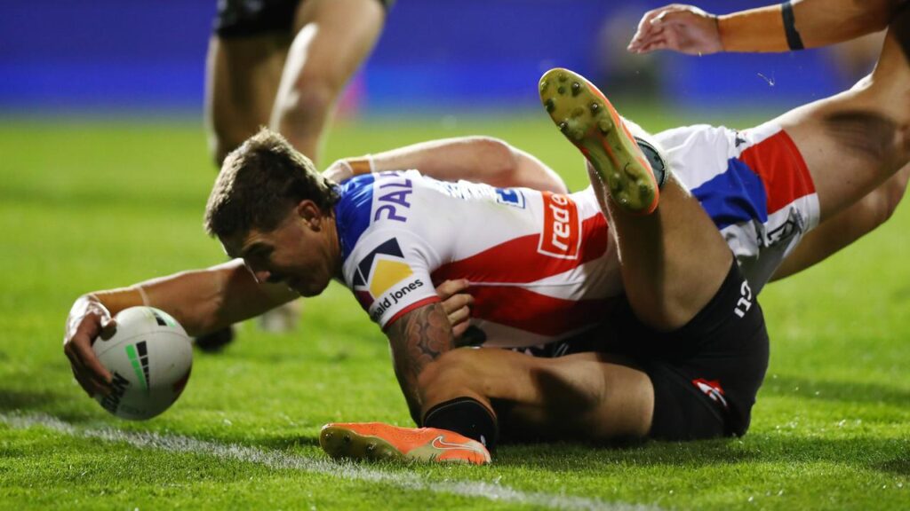 Second-rower Dylan Lucas has crossed for three tries in the Knights’ big bush win over the Panthers.