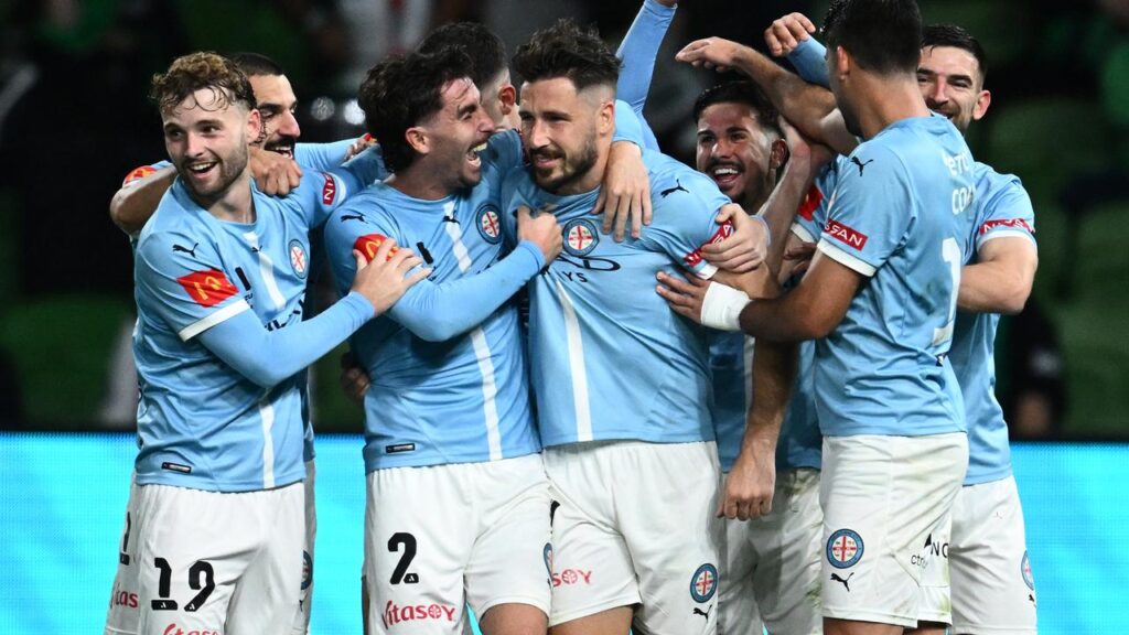 Melbourne City’s Mathew Leckie (centre) can’t wait to play in the sold-out grand final.