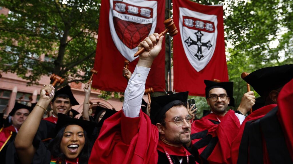 Graduating students cheered speeches celebrating the diverse international student body.