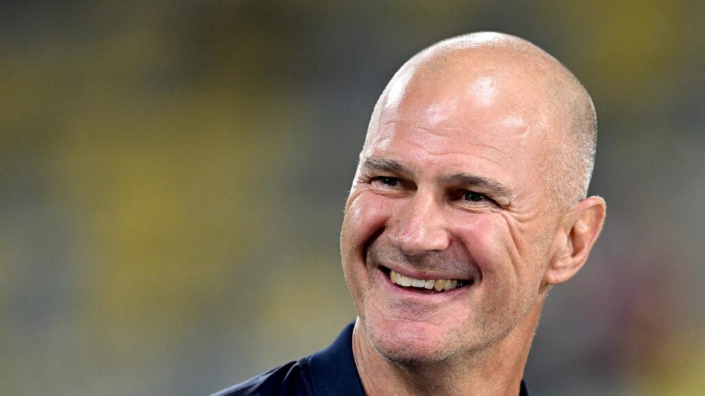 Brad Arthur was all smiles after Leeds’s come-from-behind win over Hull FC in the Super League.
