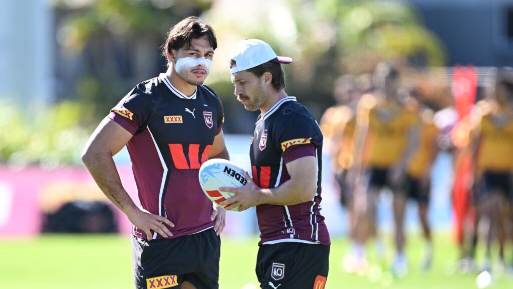 Tino Fa’asuamaleaui (left) and Cameron Munster have been a dynamic duo for the Maroons.