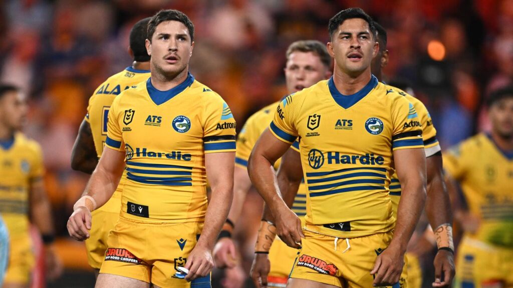 Mitch Moses (L) has defended Eels teammate Dylan Brown (R) after his controversial suspension.