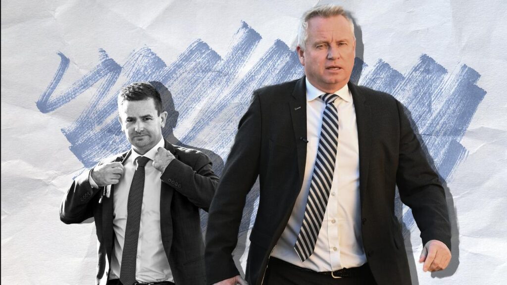 Premier Jeremy Rockliff (right) will officially begin his re-election bid against Dean Winter’s ALP.

