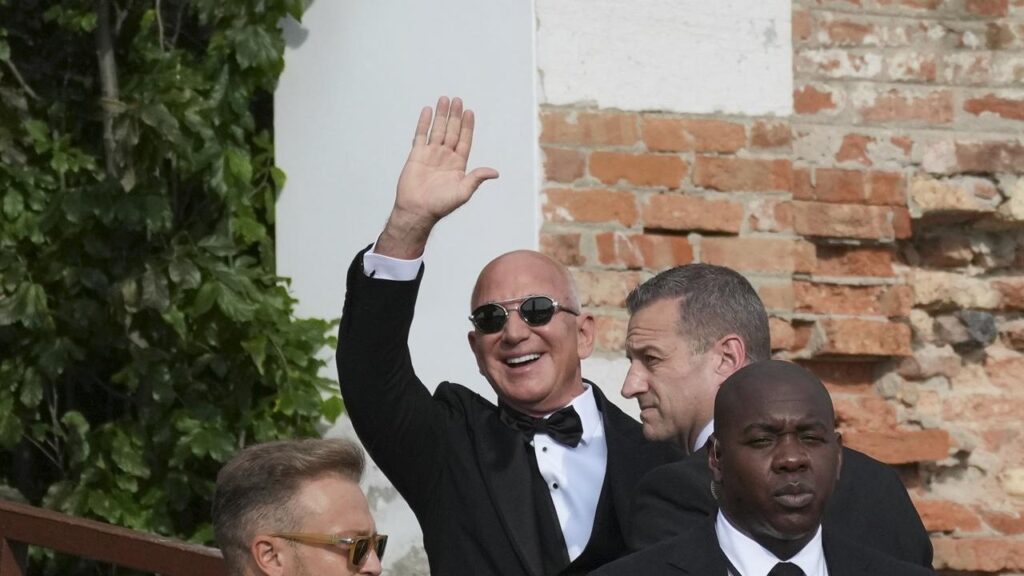 Businesses in Venice have welcomed Jeff Bezos’ wedding celebrations but some locals are opposed.