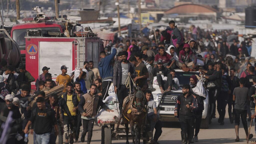 More than 30 people were killed in a strike near an aid point in Gaza, local authorities say.