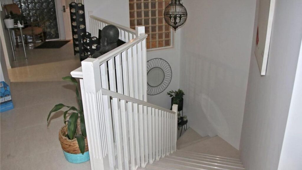 The stairwell where Christos Panagakos fatally shot his girlfriend.