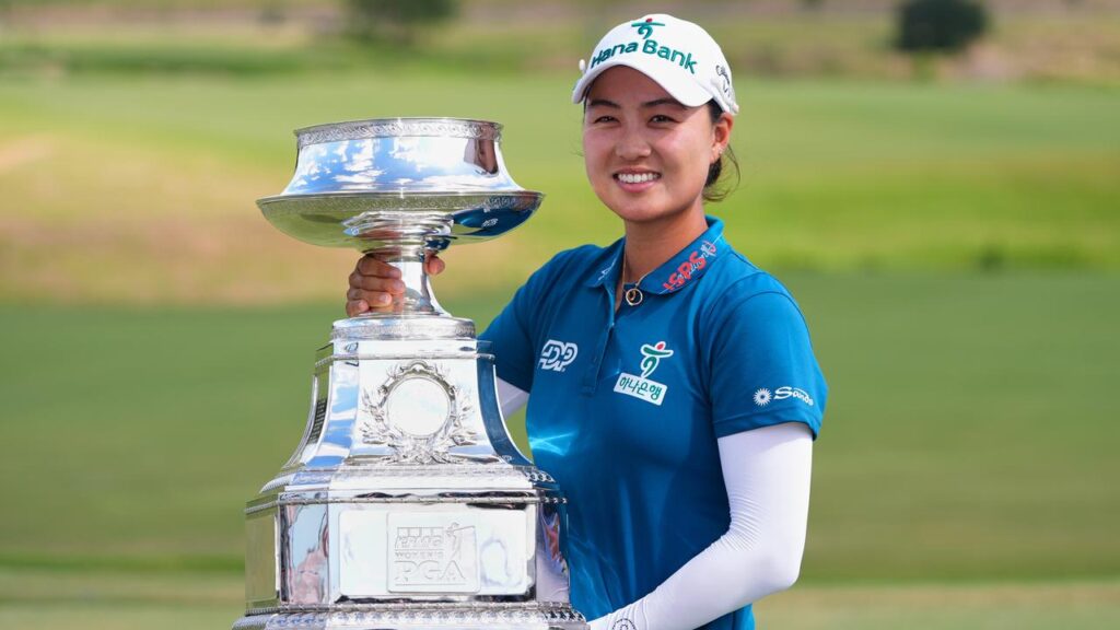 Minjee Lee is all smiles after she secured her third major triumph by taking out the Women’s PGA.