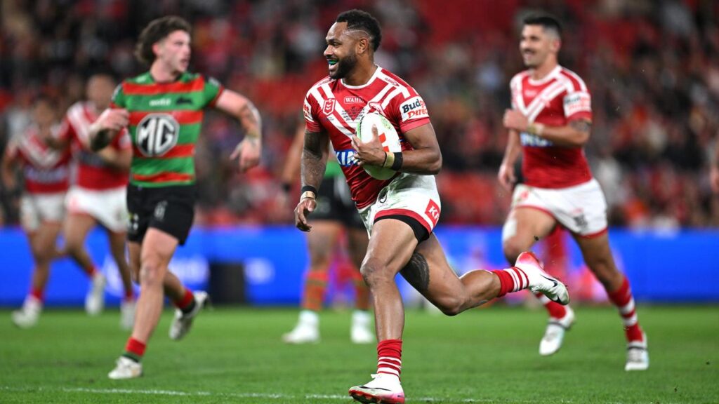 Hamiso Tabuai-Fidow ran riot and scored four tries as the Dolphins beat South Sydney.