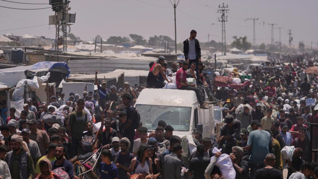 Israel blames Hamas militants for the deaths of five aid workers whose bus was ambushed in Gaza.