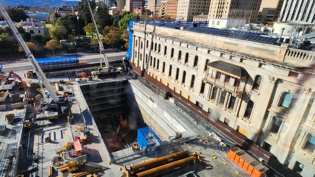 Foundation work for a 160m skyscraper has begun a stone’s throw from SA’s parliament building.
