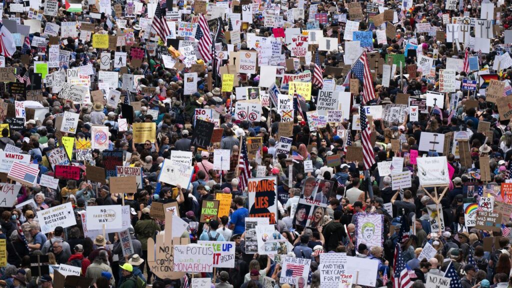 Organisers of the ‘No Kings’ protests against Donald Trump say millions turned out across the US.