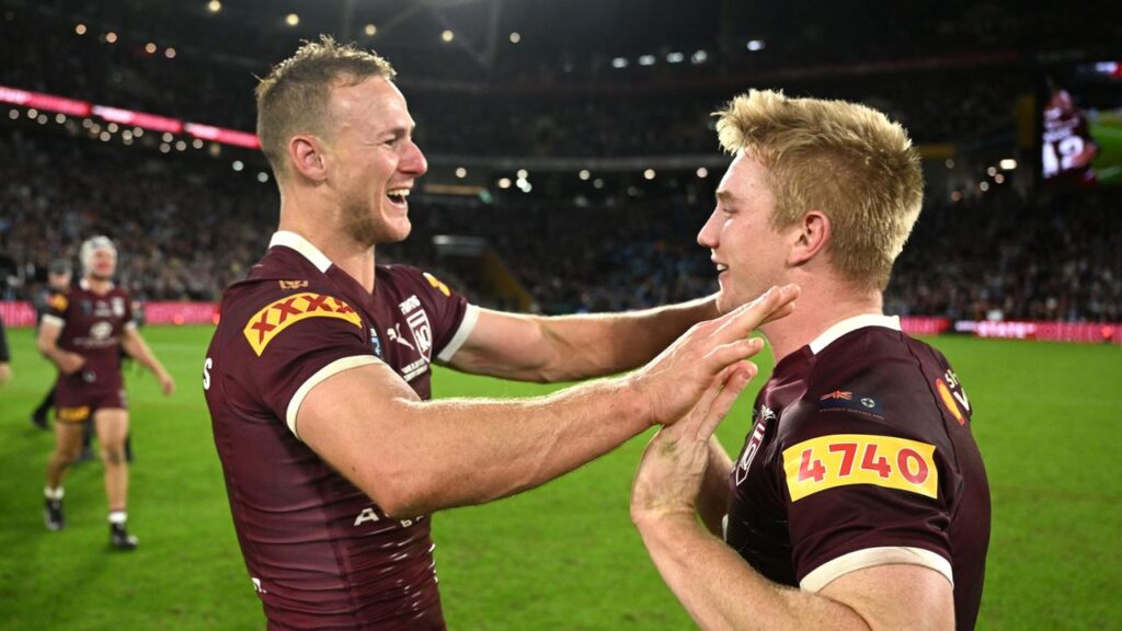 Tom Dearden (right) will seek advice from Daly Cherry-Evans (left) before Origin II.
