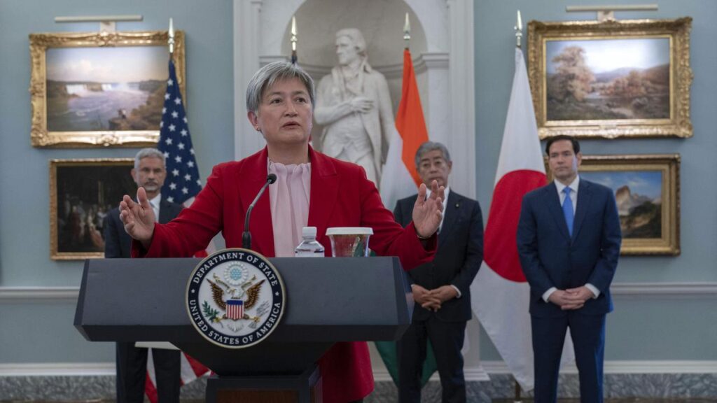 Foreign Minister Penny Wong has taken part in talks with her counterparts from the Quad members.
