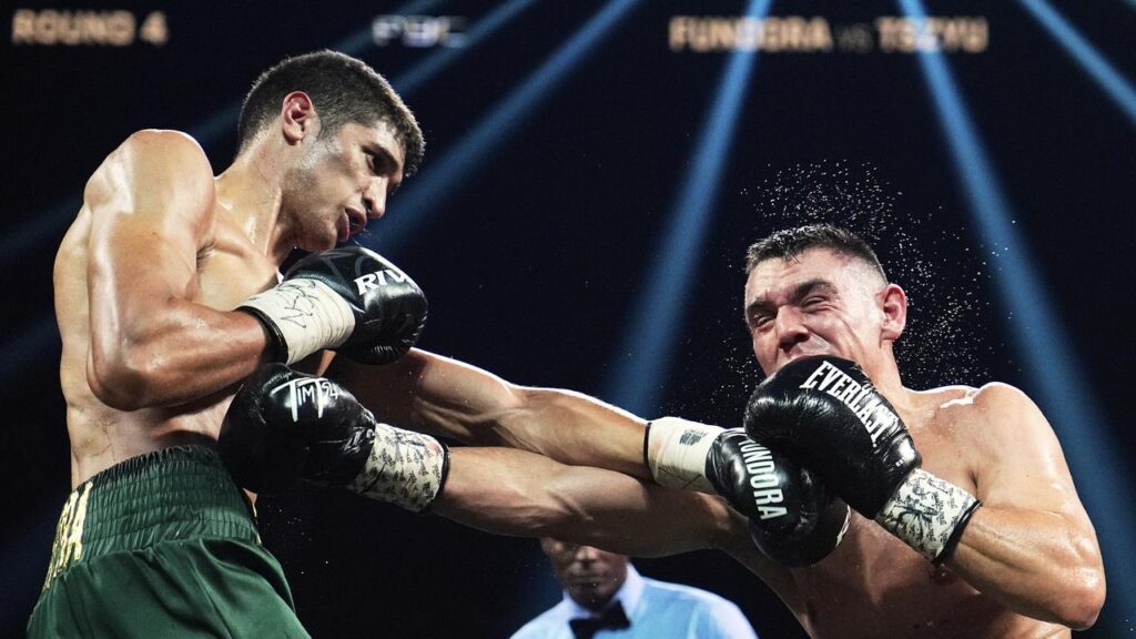 Sebastian Fundora has beaten Tim Tszyu in their much-hyped rematch in Las Vegas.
