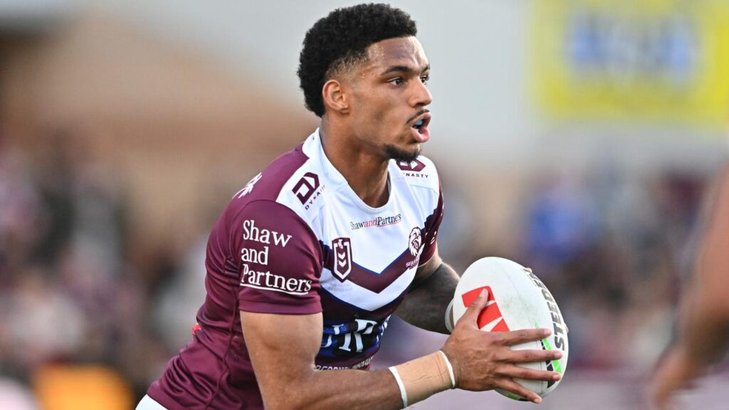Sea Eagles flyer Jason Saab will bring up NRL game 100 against the second-placed Bulldogs.
