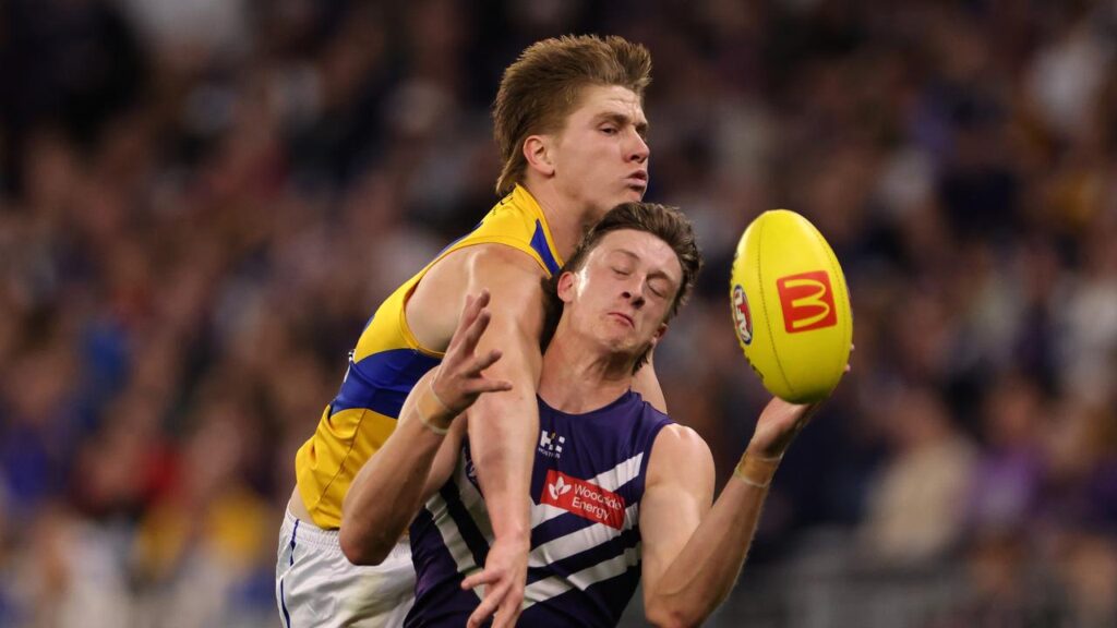Defender Harry Edwards (l) has found his groove in the AFL and ready to fight on with the Eagles.