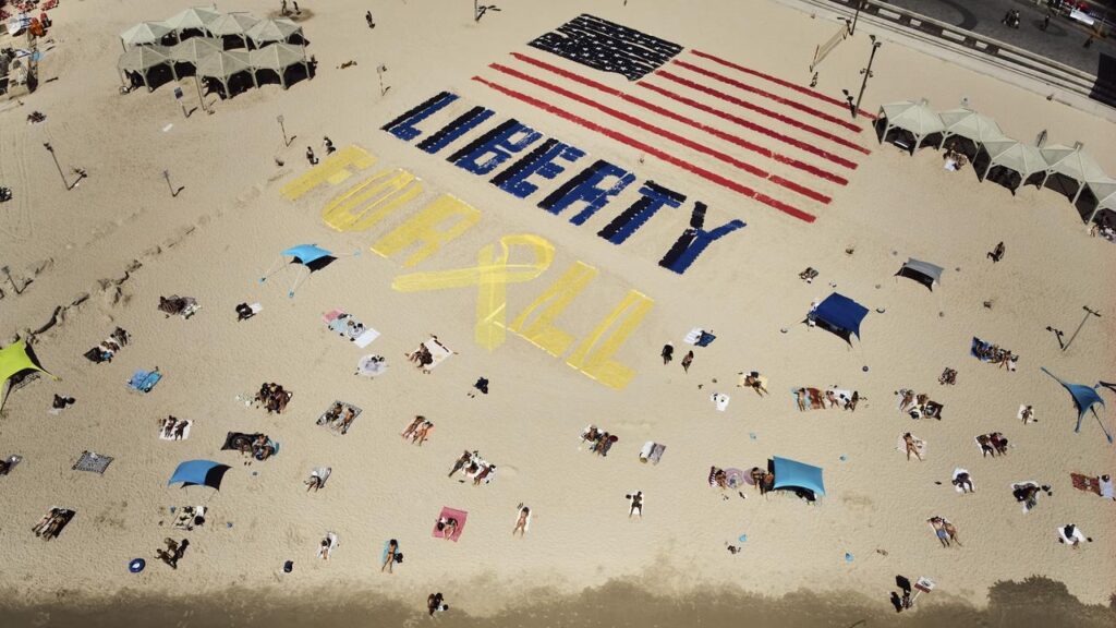 Family and friends of Israelis held captive in Gaza called for their release on US Independence Day.