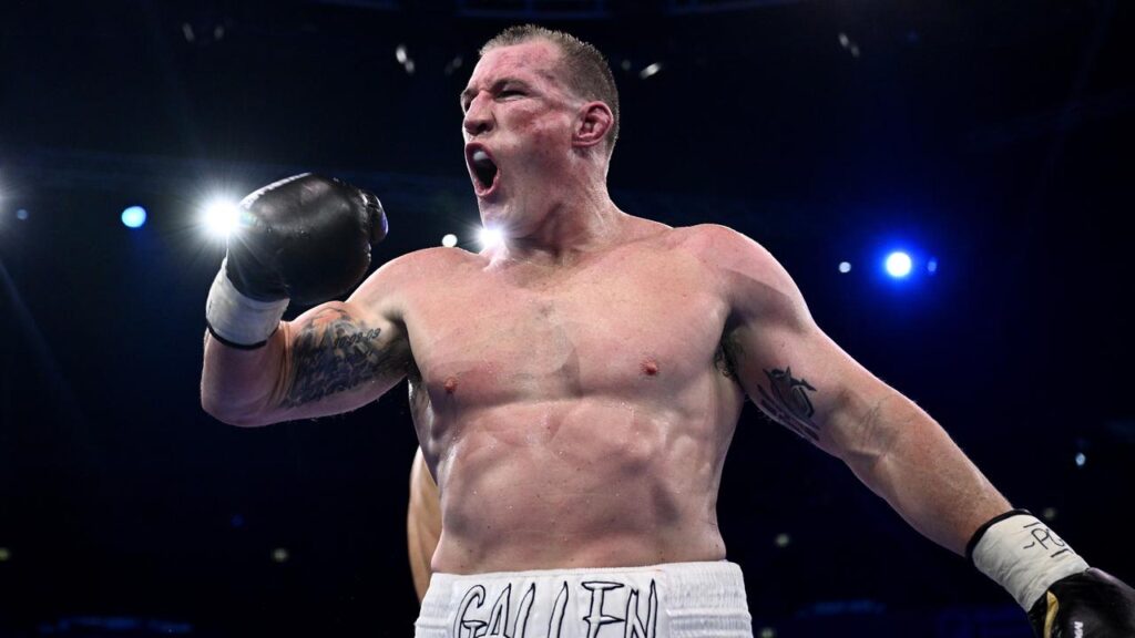 Paul Gallen celebrates his win over Sonny Bill Williams in their Sydney blockbuster.