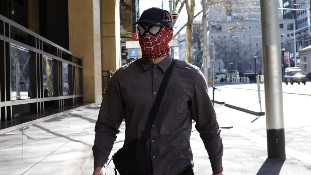 ‘Pam the Bird’ graffiti accused Jack Gibson-Burrell wore Spider-Man clothing outside court.