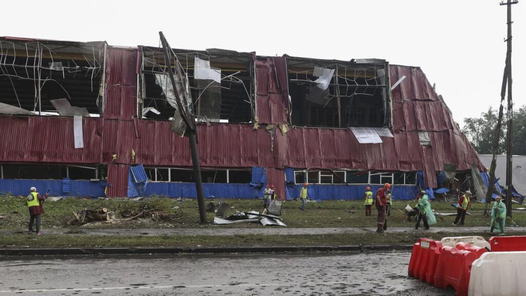Four Ukrainian rescuers were wounded in a double-tap strike, which targets emergency workers.