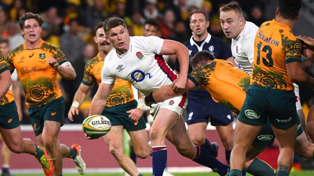 Owen Farrell, here handing off against the Wallabies in 2022, is back for the British Lions.

