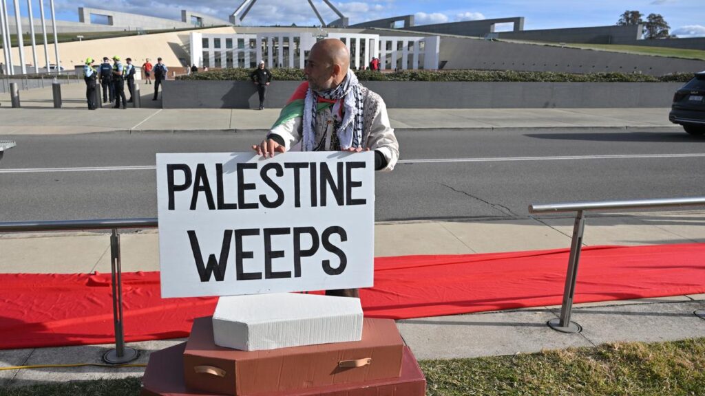 Pro-Palestine supporters are rallying in Canberra on the first sitting day of the new parliament.