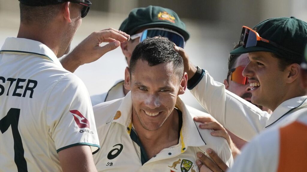 Humble fast bowler Scott Boland has joined an elite list of Australian Test bowlers in Jamaica.