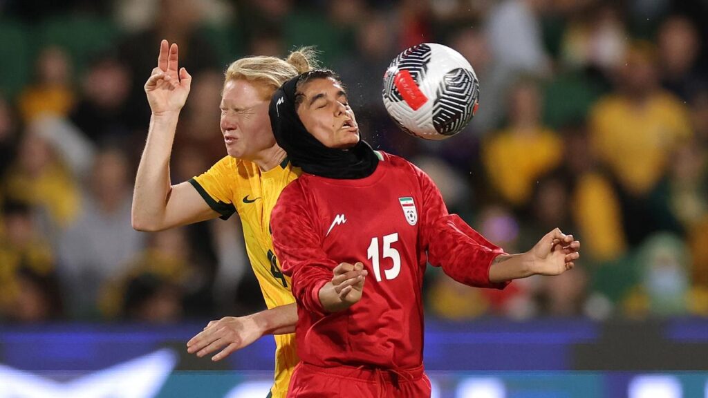Negin Zandi (right) hit the scoreboard in Iran’s 2-1 win over Jordan. 
