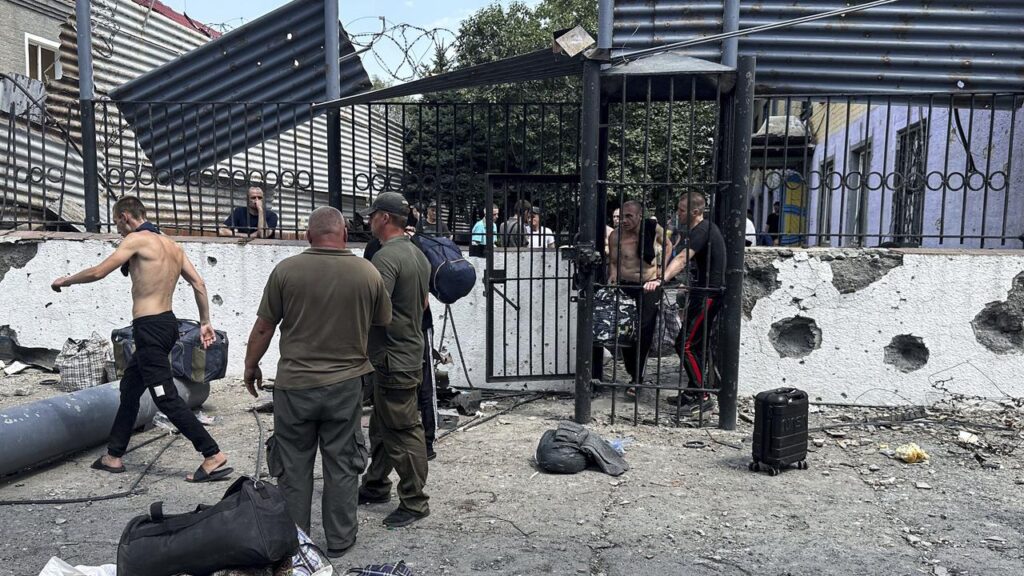Ukrainian President Volodymyr Zelenskiy has accused Russian forces of deliberately hitting a prison.