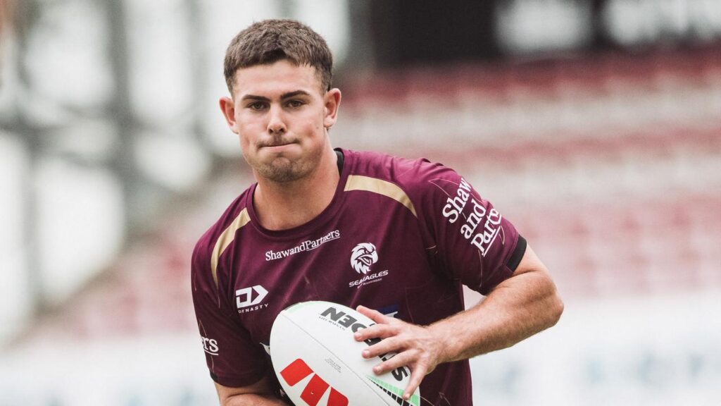 Young gun Joey Walsh got the chance to take centre stage at Manly training. 
