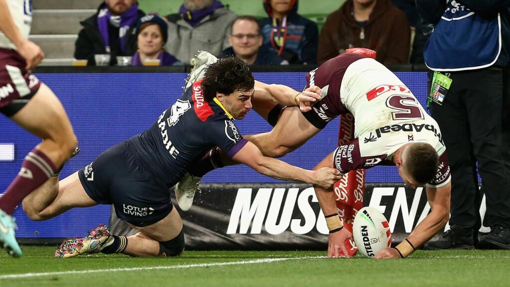 The Sea Eagles have held on to win and shock Melbourne in front of their own fans.