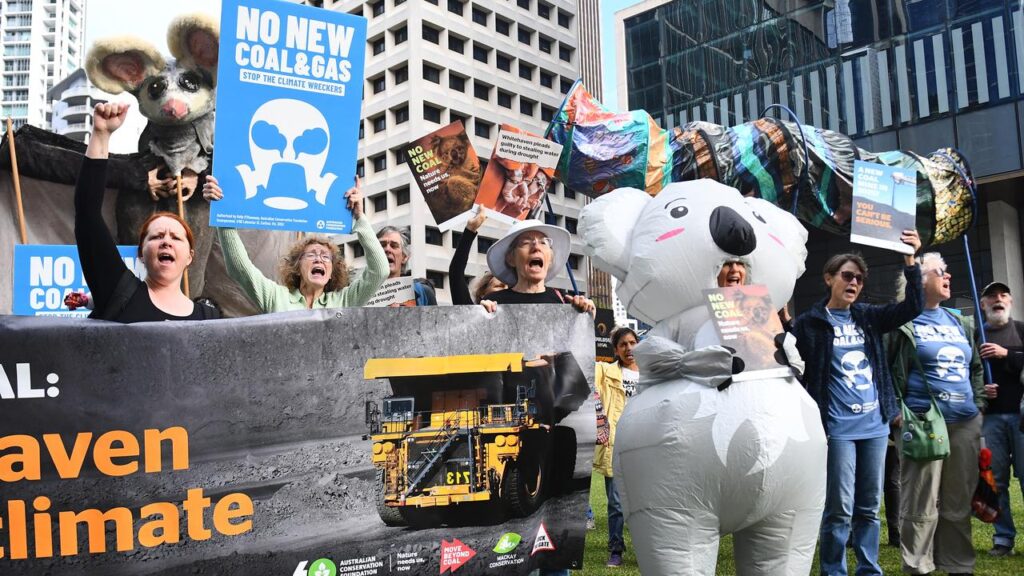 Activists protested outside court against Whitehaven Coal’s Winchester South open-cut mine proposal.