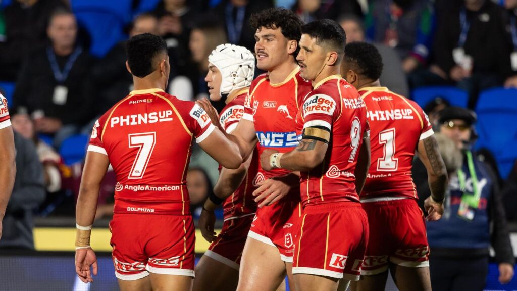 Herbie Farnworth (centre) is driven to rejoin the Dolphins for finals after his injury recovery.
