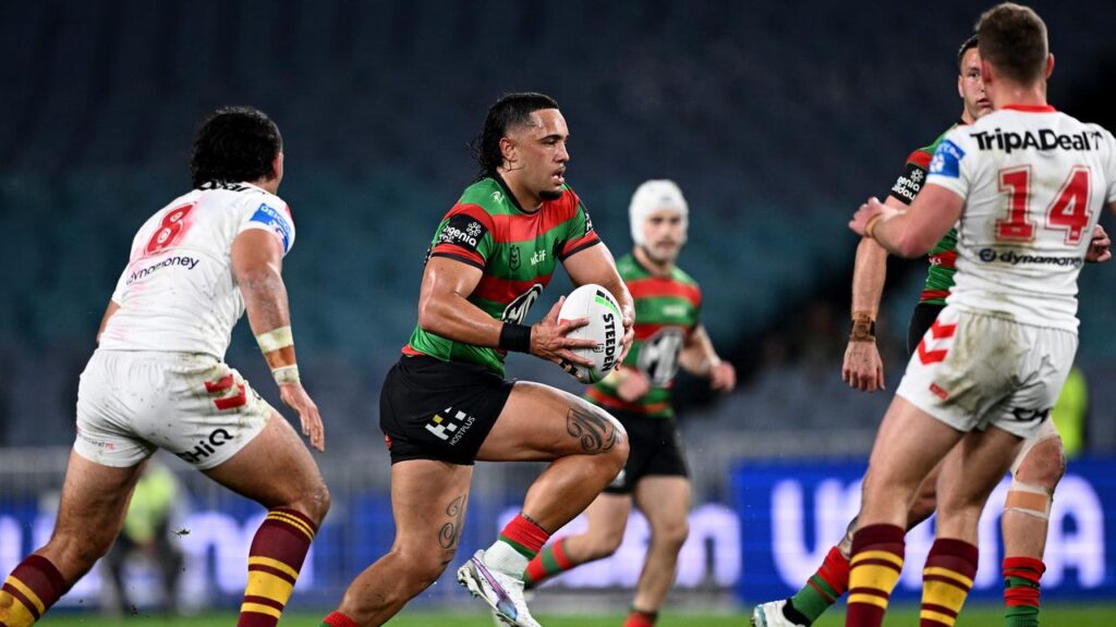 Rabbitohs’ storming runner Keaon Koloamatangi could play for Australia in the Ashes.