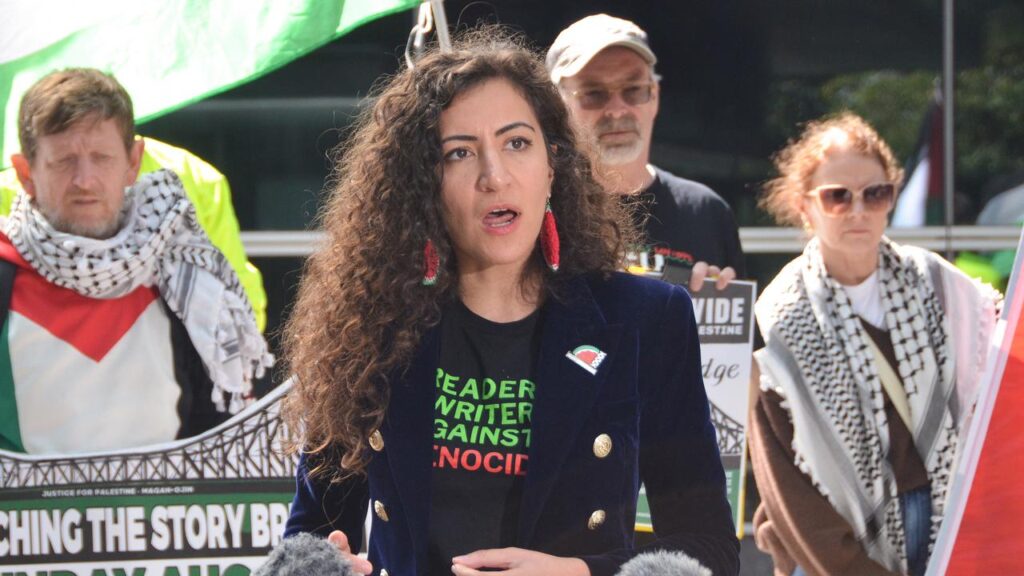 The gravity of the situation in Gaza “demands visibility”, rally organiser Remah Naji says.
