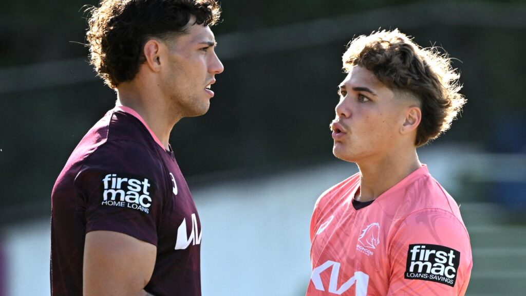 Brisbane’s Jordan Riki (left) is happy to accept being yelled at by Reece Walsh if it’s warranted.
