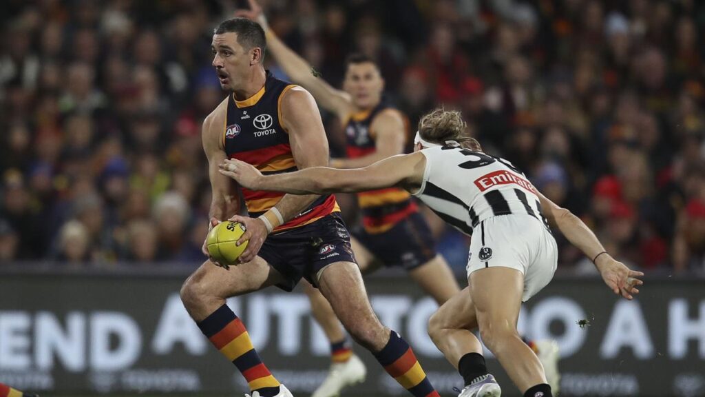 Adelaide veteran Taylor Walker booted two goals in the Crows’ thrilling win over the Magpies.
