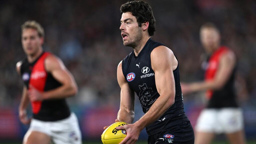 George Hewett has recorded a game-high 36 disposals in a big Carlton win over the Bombers.
