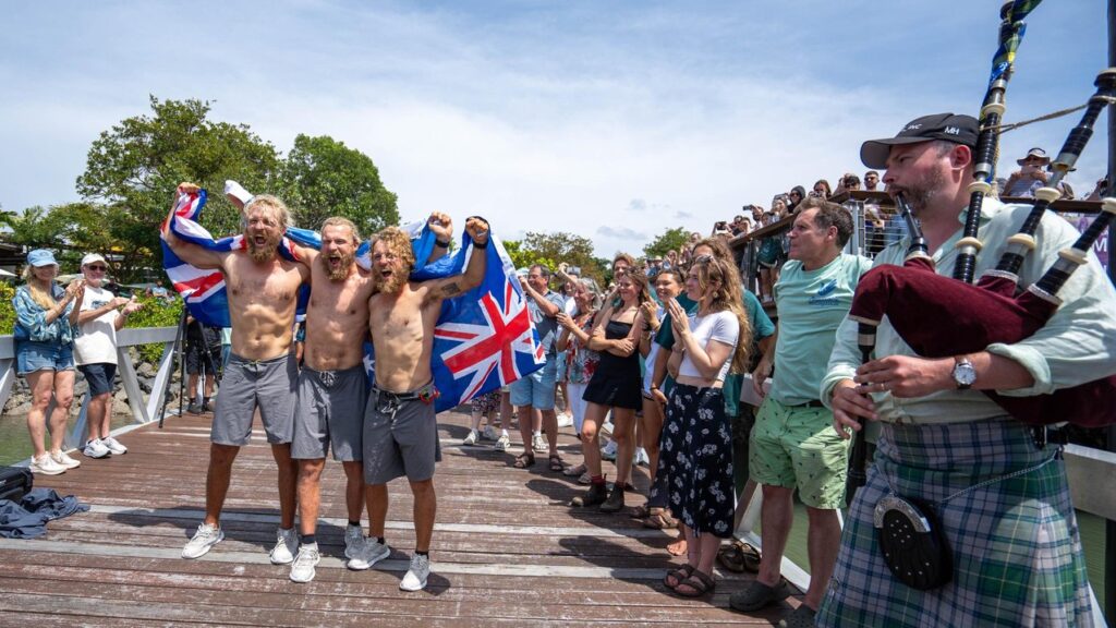 The Maclean brothers have arrived in Cairns, setting a record for rowing nonstop across the Pacific.