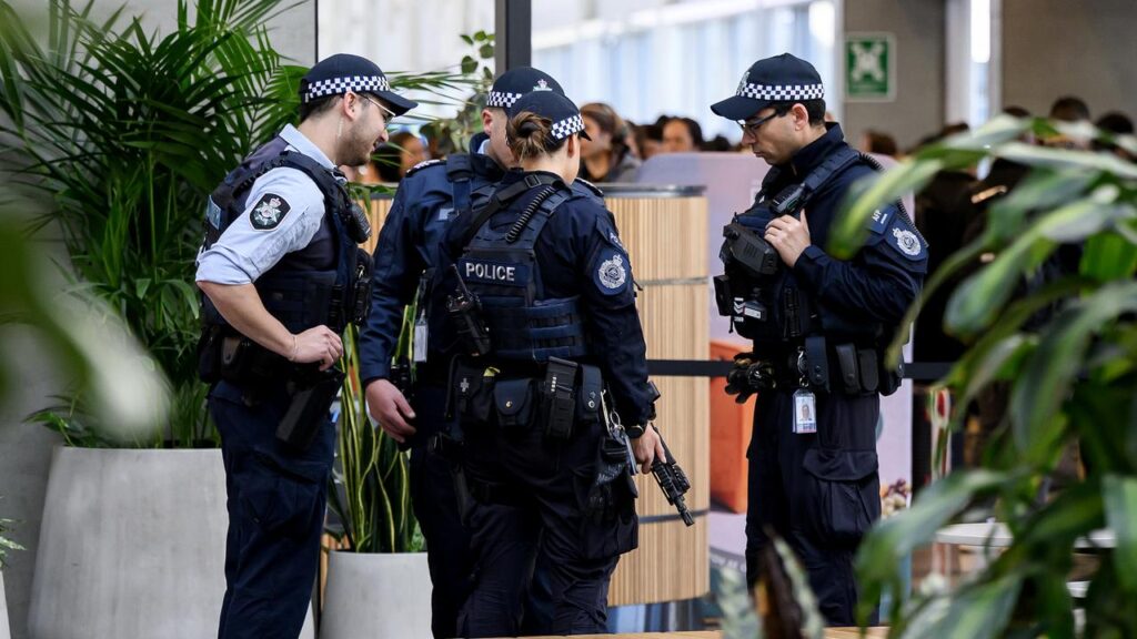 A federal police officer’s short-barrelled rifle was fired accidentally during an airport scuffle.