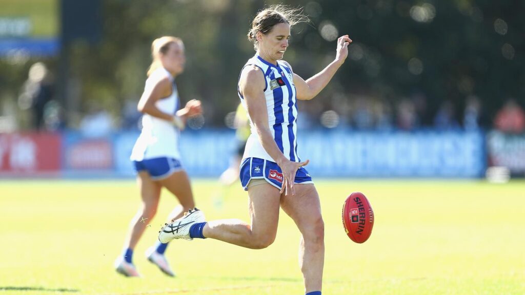 Jasmine Garner suffered an ankle injury in the Kangaroos’ record 100-point win over the Dockers.