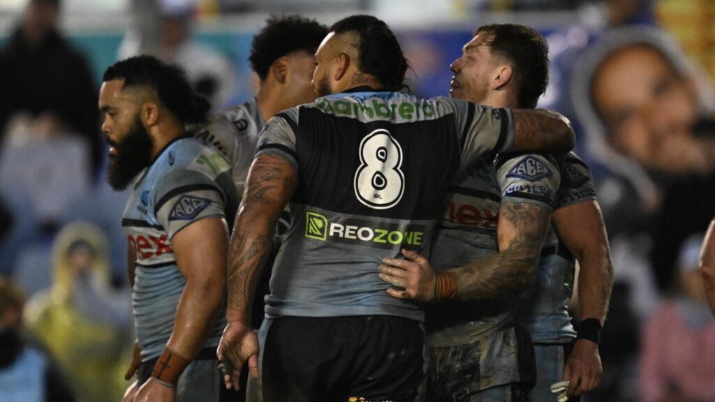 A hot first 40 in the wet has seen Cronulla crush the Cowboys and edge closer to finals football.