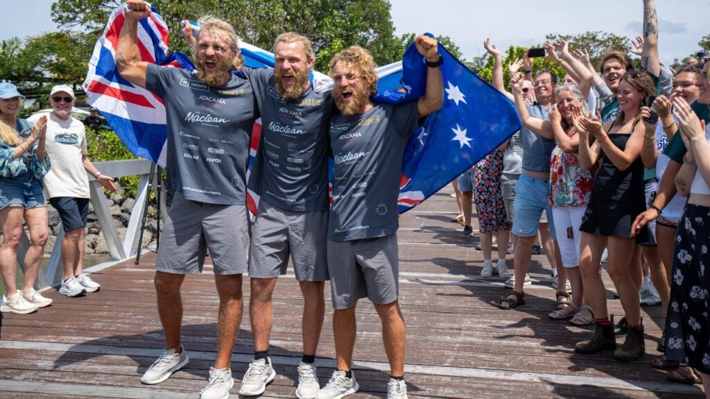 The Maclean brothers have arrived in Cairns, setting a record for rowing nonstop across the Pacific.