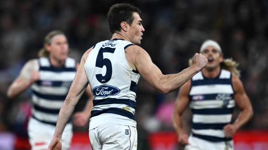 Jeremy Cameron reached 300 career goals for Geelong as the Cats beat Essendon.